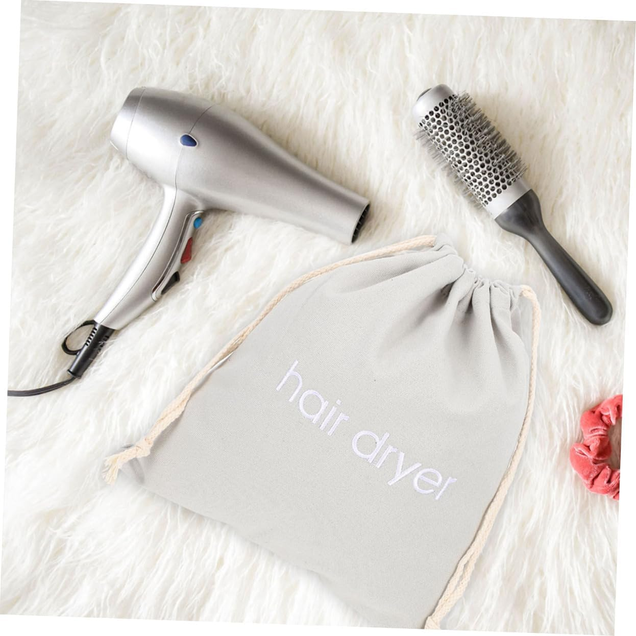 HAPINARY 2Pcs Canvas Hair Dryer Drawstring Bag Safe Storage Pouch for Home Travel image number 4