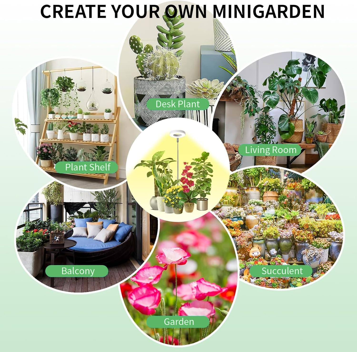 LED Grow Lights for Indoor Plants, Full Spectrum Plant Grow Light with Auto On/Off Timer, Height Adjustable Growing Lamp, 3 Modes & 10 Dimmable Brightness Levels image number 1