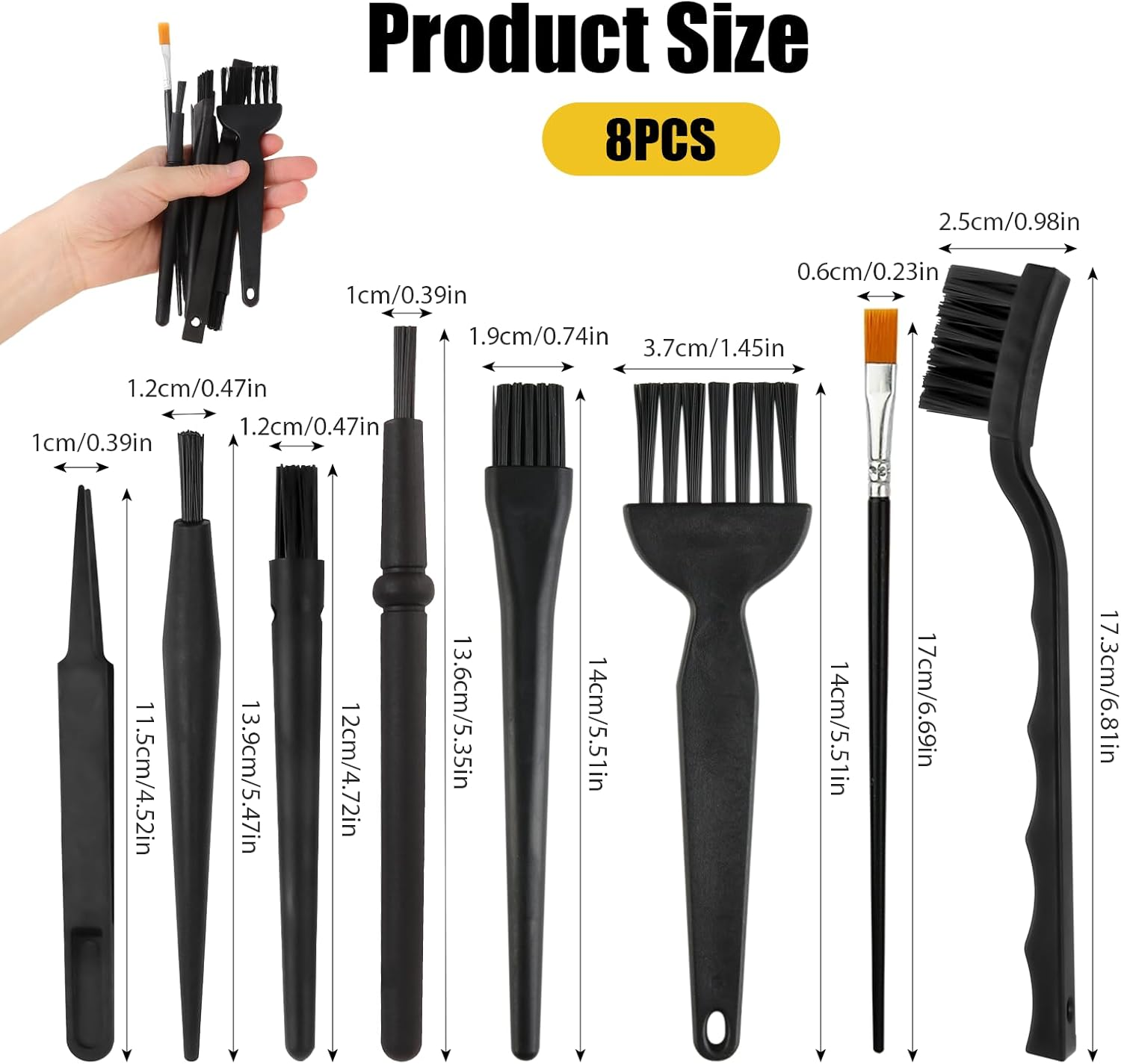8 Pcs Multi-Purpose Brushes - Computer Cleaning Brush Kit with anti Static Brushes, Perfect for Keyboards, Laptops, Pcs, Car Interiors & Window Tracks image number 1