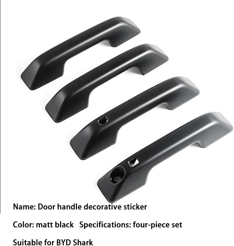 BYD Shark 6 Door Handle Sticker, ABS Material 3M Adhesive, Matte Black/Glossy Black/Carbon Fiber Texture, Exterior Trim Scratch Protection for BYD Shark Accessories (Matt Black) image number 3