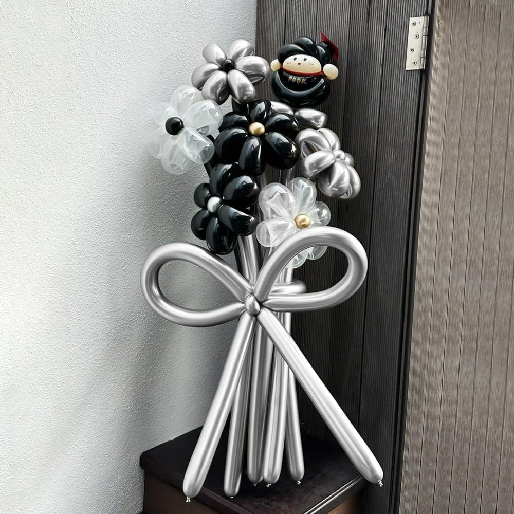 Black 260 Balloons Halloween Balloons Long Balloon for Balloon Animals 100Pcs Long Skinnyballoons for Tying Balloon Arch Qualatex Latex Balloon Animal Decor Halloween Christmas Party Decorations - Light Blue image number 6