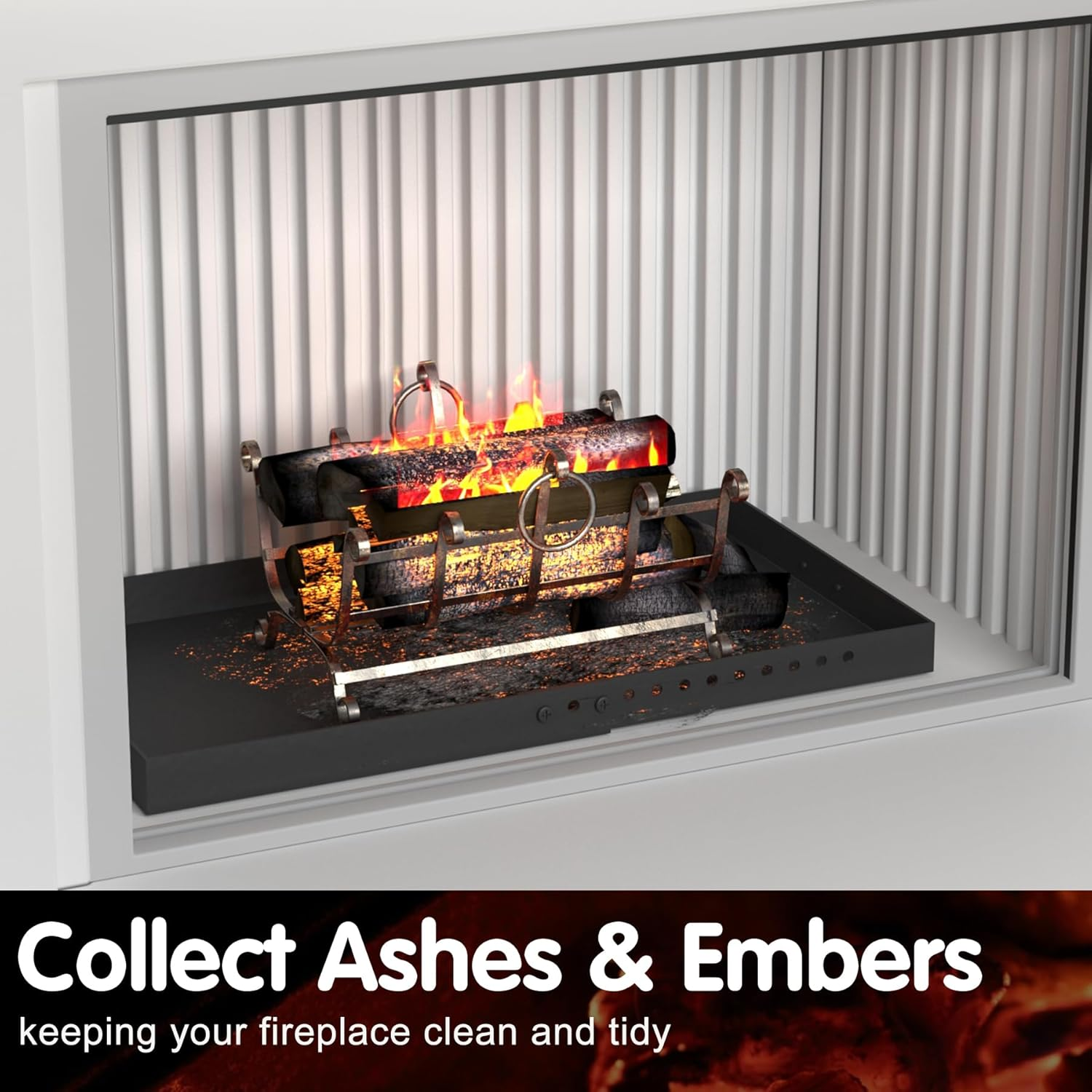 Air Jade Expandable Fireplace Tray, Galvanized Steel Ash Pan with Handles for Collecting Ash, Adjustable up to 31.5" X 15" Ember Holder Fireplace Pan, Black, Rectangle image number 2