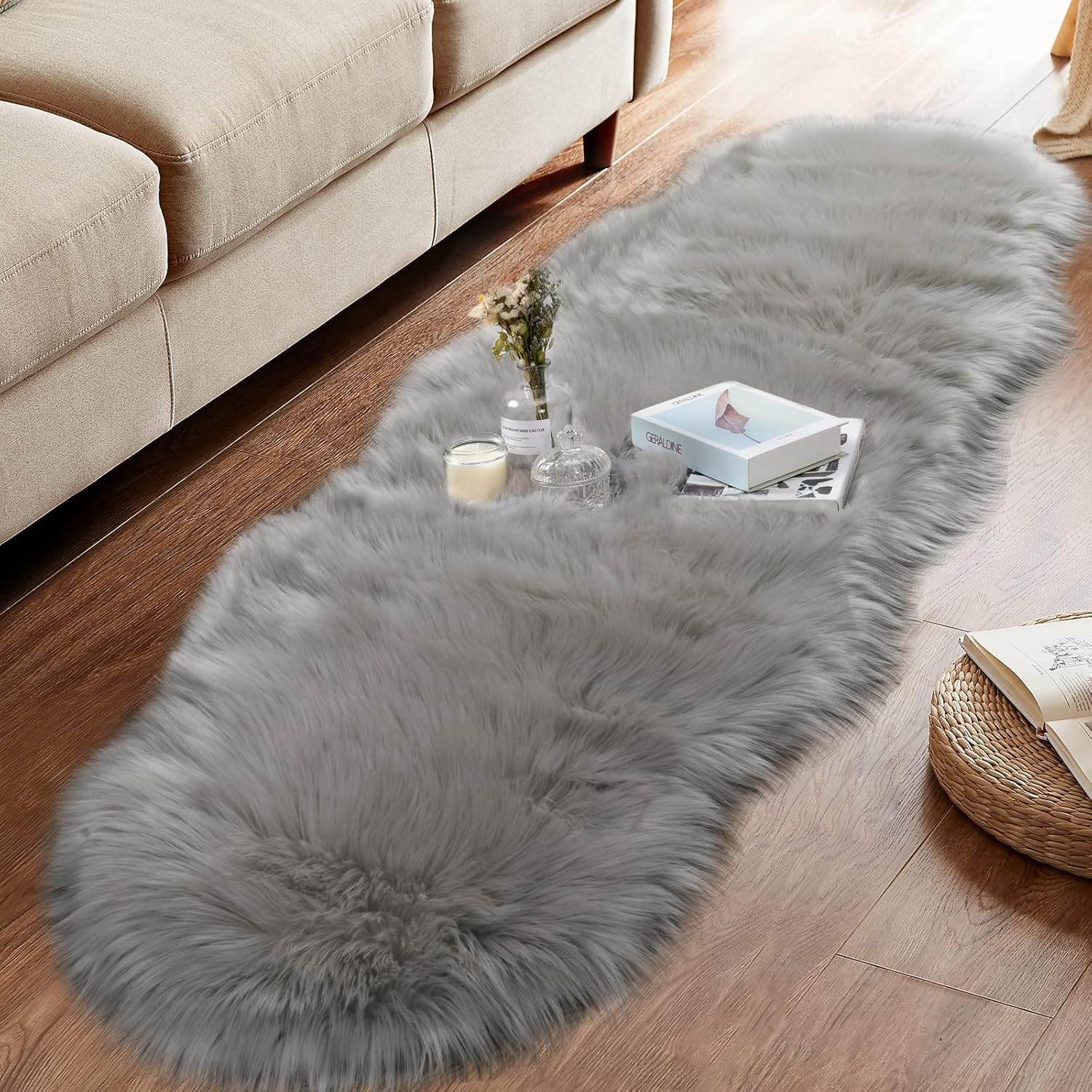 Ultra Soft Faux Sheepskin Fur Rug Fluffy Rug for Bedroom Fuzzy Carpet for Living Room Kid'S Room Nursery Decor, Grey 2 X 6 Feet, Ciicool&hellip; image number 1