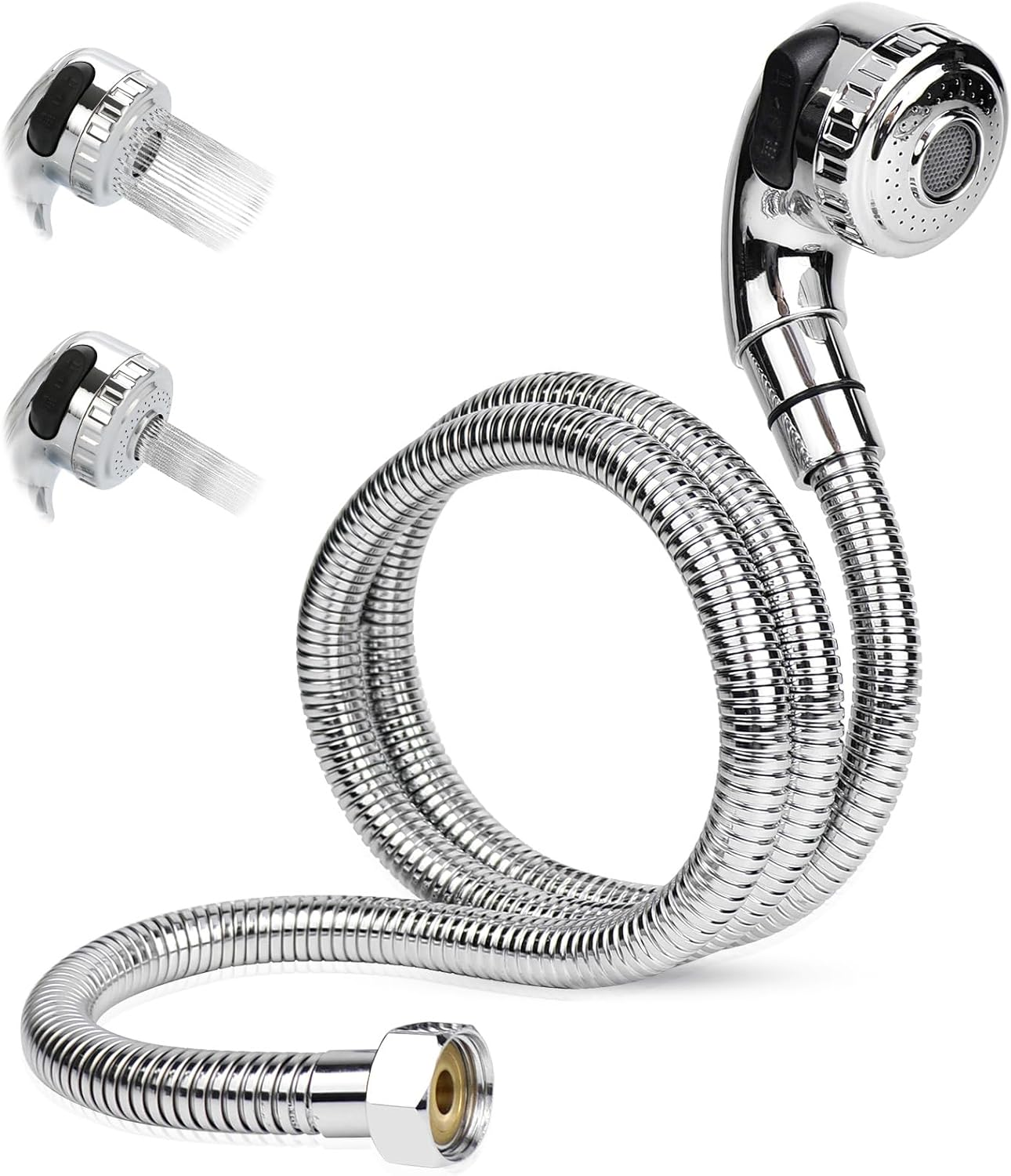 ZKDAUSDO 1/2" Nut Shampoo Bowl Hose Sprayer Kit with Stainless Steel Salon Sink Hose Replacement for Beauty Salon Barber Shop Faucet Vacuum Breaker Kit, Dual-Mode Shampoo Bowl Sprayer Head image number 1