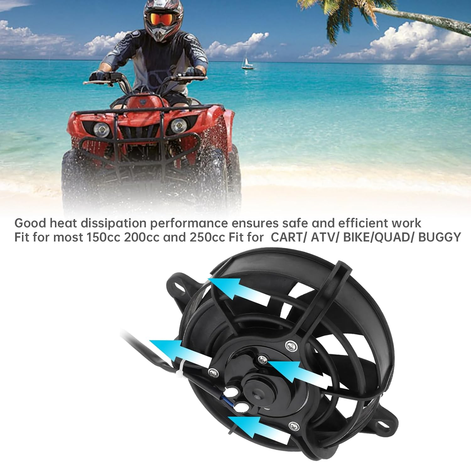 Windance Universal Motorcycle Radiator Cooling Fan for Pit Dirt Bike Motocross ATV UTV Quad Go Kart Buggy, Oil Cooler Water Cooler Electric Fan (5Inch) image number 1