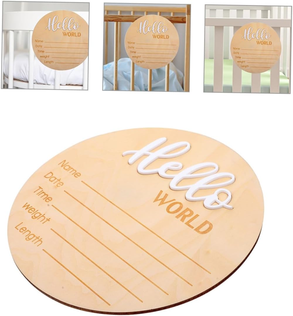 2 Pcs Name Signs Newborn Birth Announcement Signs for Hospital Wooden Material Simple to Use Durable and Chic Design for Recording Information