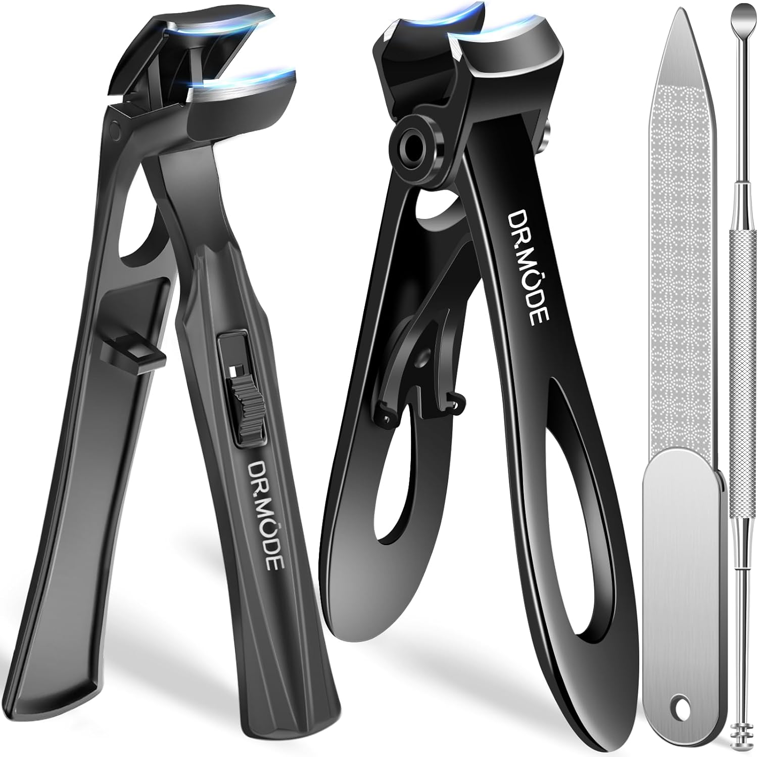Toenail Clippers for Thick Nails for Seniors, Angled Head Large Toe Nail Clippers with Catcher,Heavy Duty Fingernail Clippers with Wide Opening Nail Cutter Men & Women, Black image number 6