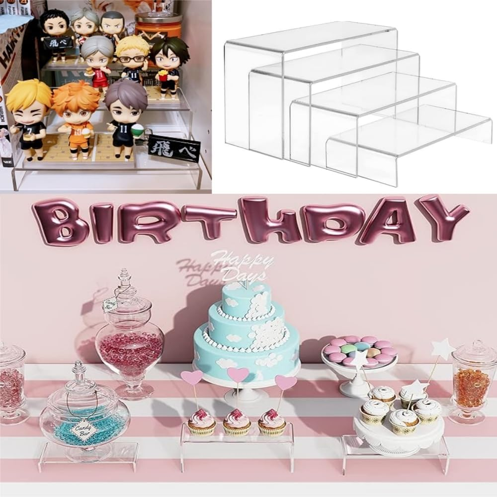 HIDOSNG Acrylic Display Riser, 8PCS U-Shaped Acrylic Risers, Clear Rectangular Stands for Candy Dessert Cupcakes,Collectibles Display Stands Shelf for Display image number 4