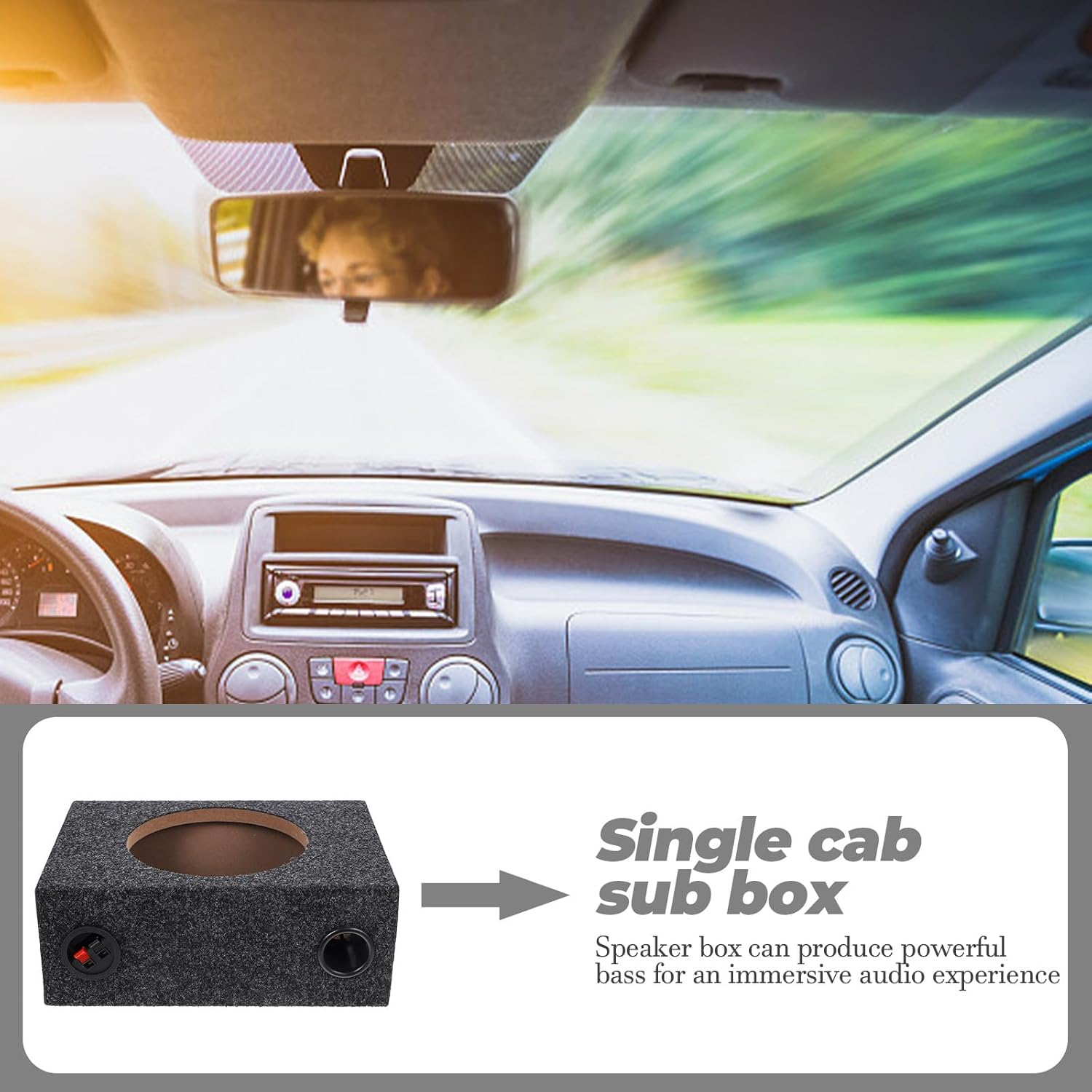 ULTECHNOVO 8In Car Ported Subwoofer Box, Speaker Enclosures, Wooden Car Box Speaker Cabinets with Sound-Absorbing Cotton Carpeted Finish for Great Sound Quality for Home, Vehicle image number 1