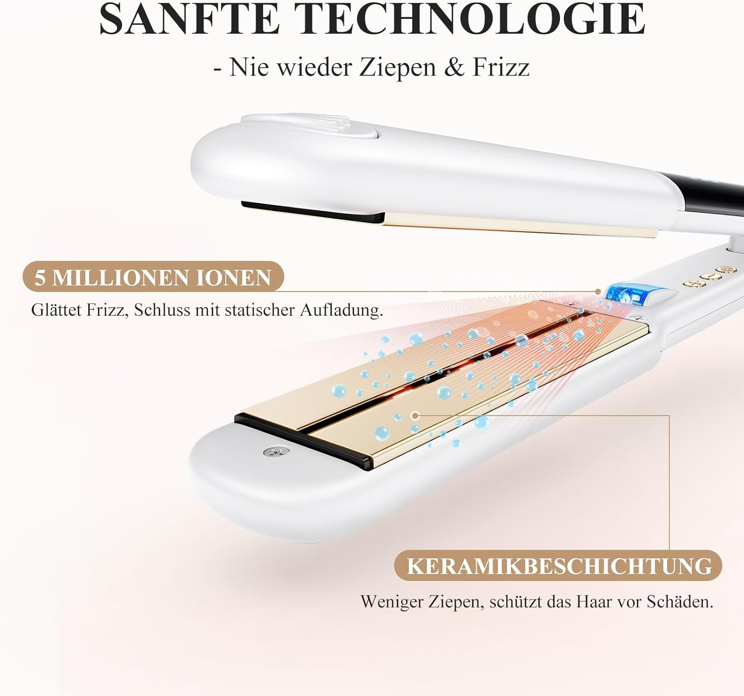 ANLAN Hair Straightener and Curler 2-In-1 Professional Ion Hair Straightener Anti-Static Infrared Hair Straightener for Smooth Shiny Hair Professional Results 150-230&deg;C Ceramic Coating LCD Display image number 6