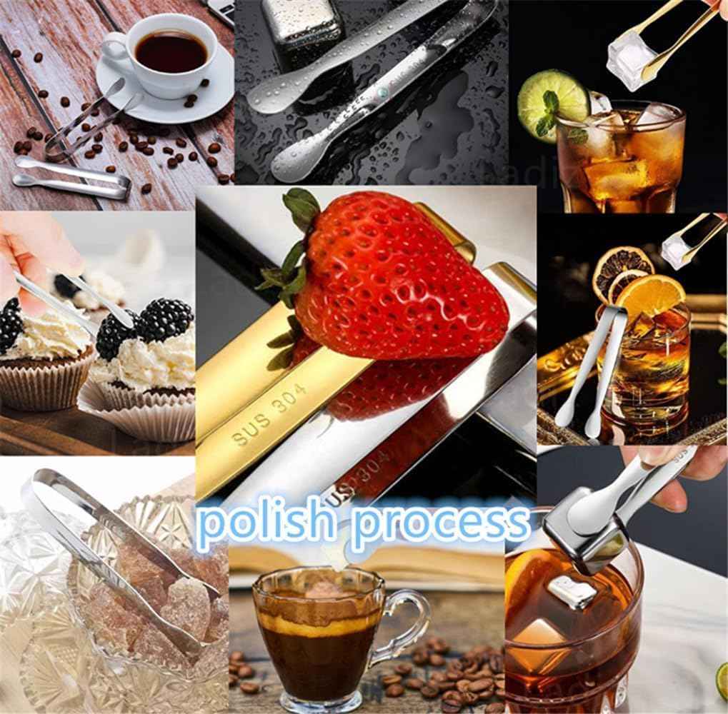 6Pcs Mini Small Tiny Tongs,4.25Inch Stainless Steel for Serving Food, Durable Kitchen Metal Tongs for Ice, Salad, Toaster, Desserts, Appetizers and Charcuterie Board (Silver) image number 3