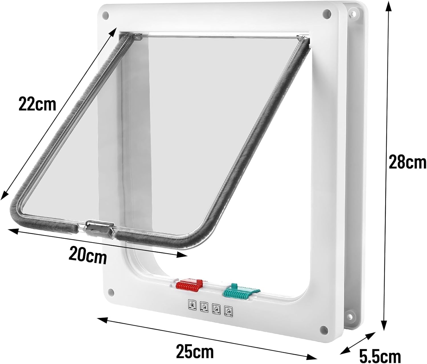 Cat Door, Cat Flap with 4-Way Lock, Easy Installation Safety Pet Door, Weatherproof Cat Door, Cat Flap Door, Pet Flap (20 Cm X 22 Cm Flap) image number 1