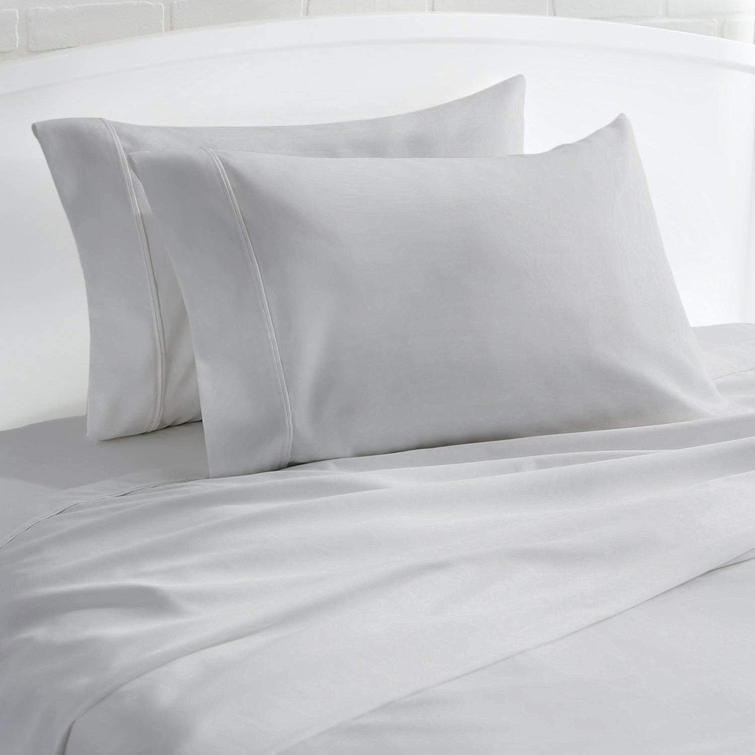 Kamas Oversized Queen Pillowcase Pack of 2 Extra Large Pillowcase to Fit Your Oversized Pancake Large Huge & Gusseted Pillows 100% Egyptian Cotton Sateen Weave (Silver, Queen Oversize- 23X34) image number 3