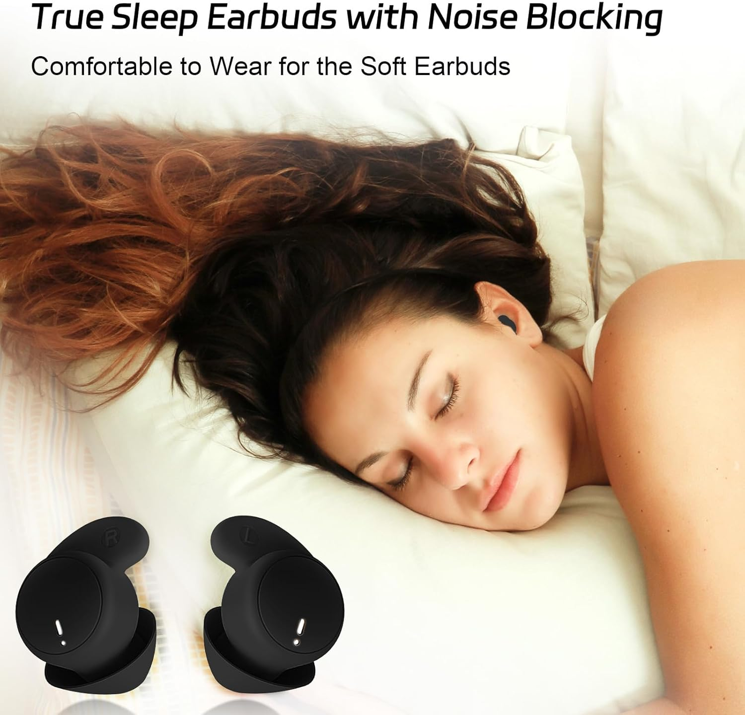 LOBKIN Sleep Earbuds,Wireless Bluetooth 5.4 Noise Blocking Sleeping Headphones,Sleep Earphones for Side Sleepers in Ear Soft Mini Invisible Buds Comfort Fit for Sleeping Working image number 3