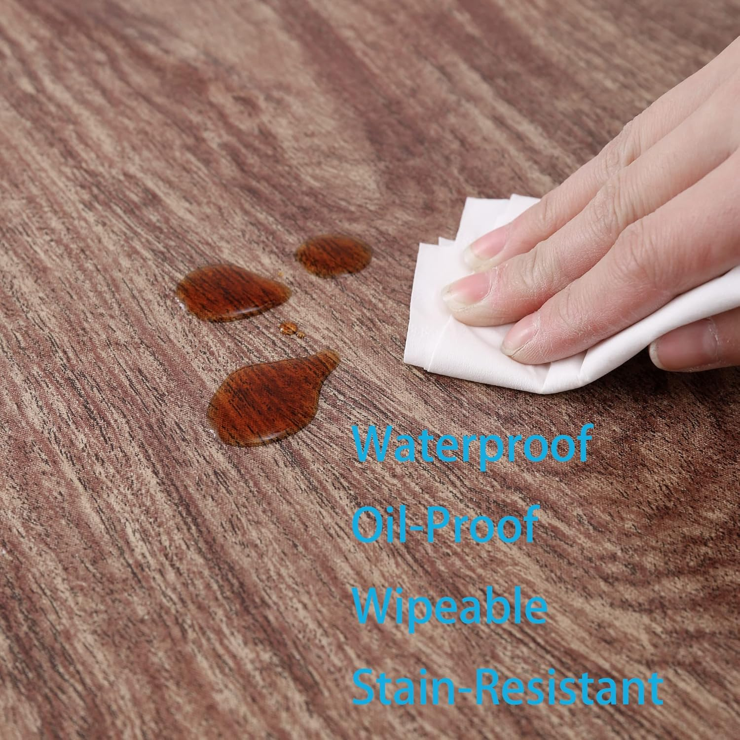 Round Vinyl Fitted Tablecloth with Flannel Backing Elastic Edge Design Table Cover Waterproof Oil-Proof PVC Table Cloth Stain-Resistant Wipeable for round Table image number 3