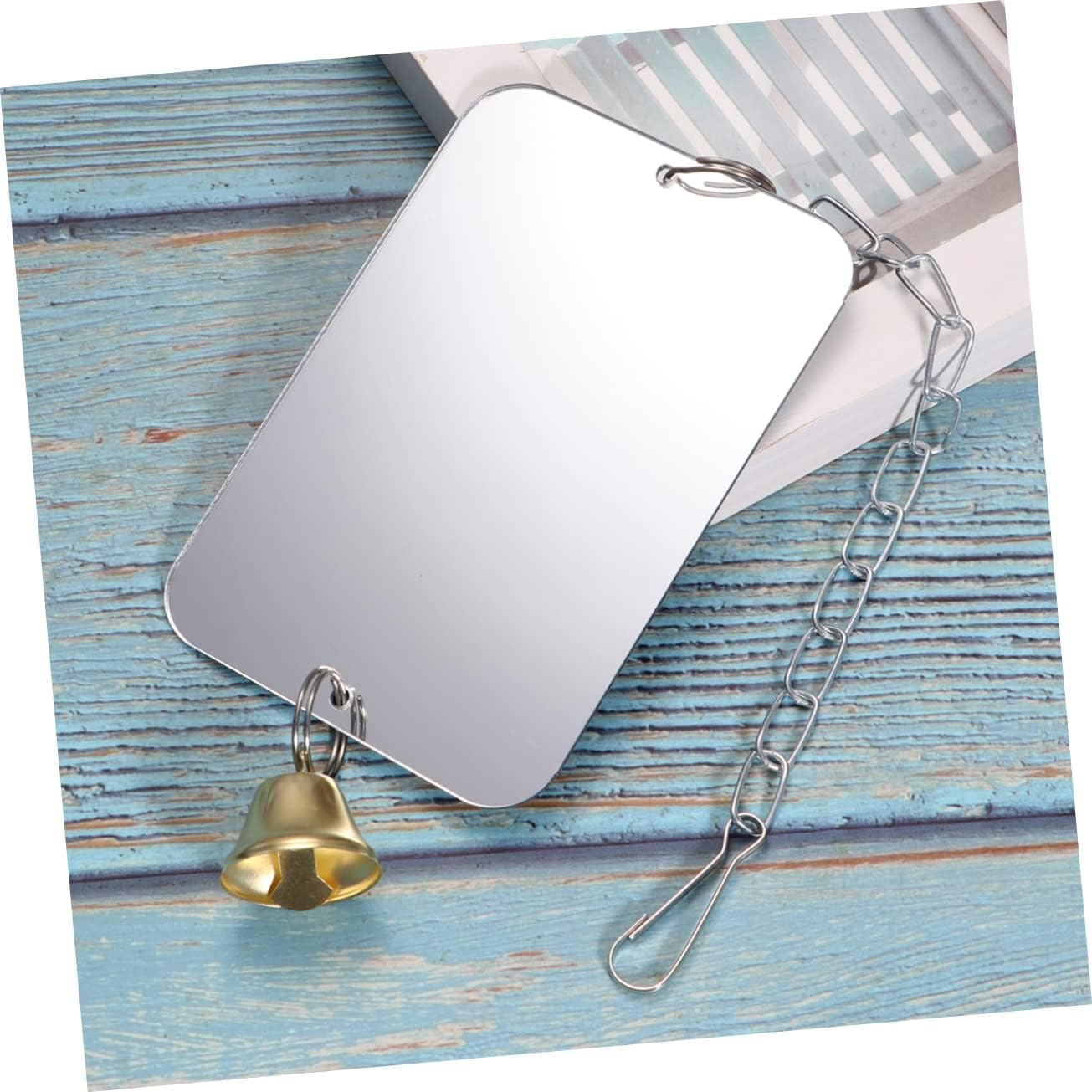 Bird Cage Mirror Toy with Bell, 1Pc Cage Hanging Decor Parrot Mirror Bird Toy, Parrot Mirror Hanging Decor Ornament Select Toy with Bell image number 4