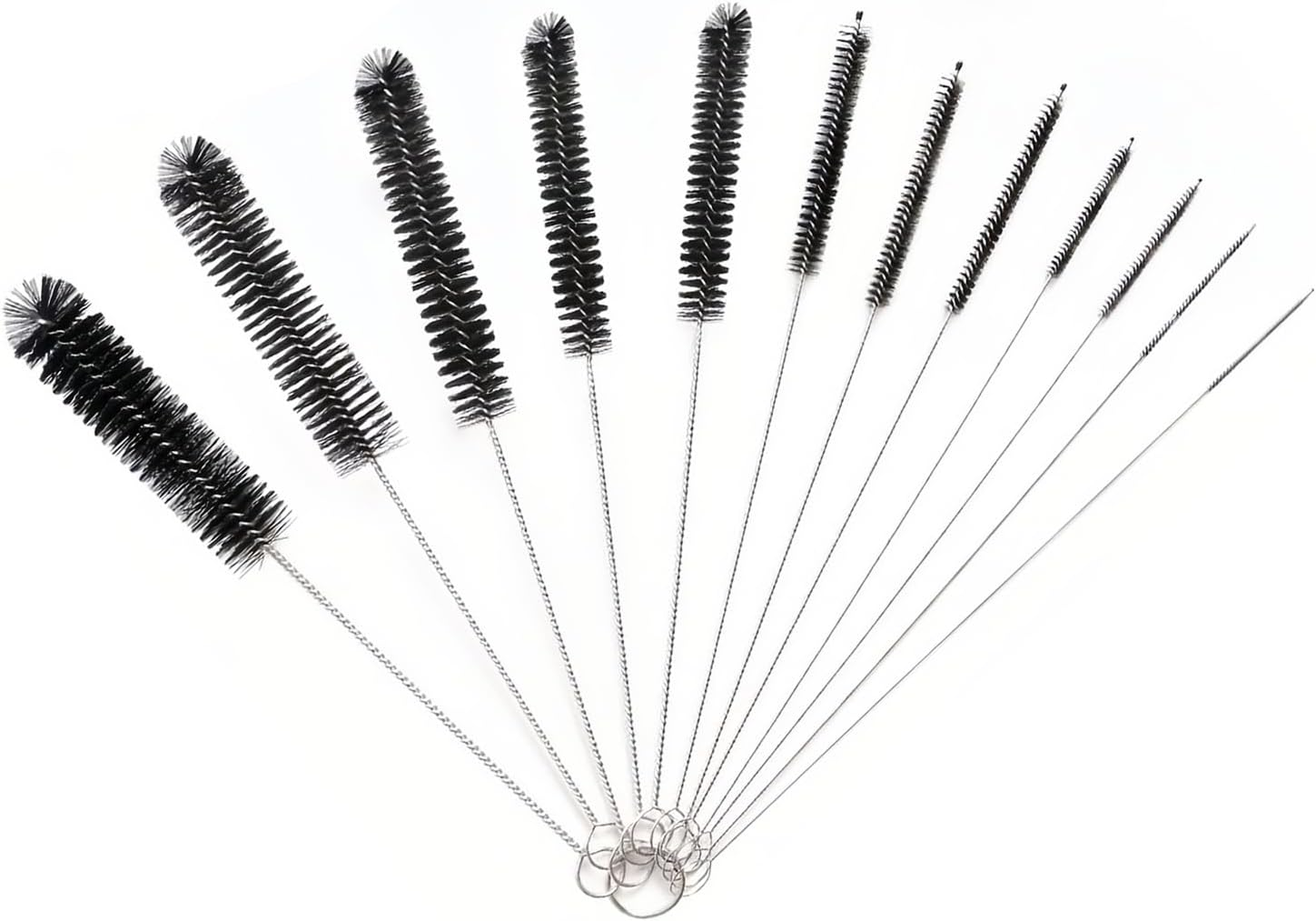 Straw Cleaner Brush Set, 12Pcs Bottle Brushes for Cleaning Small Pipe Cleaner Brush Small Brush for Cleaning, Reusable with Stainless Steel Handles, Perfect for Household and Kitchen Use