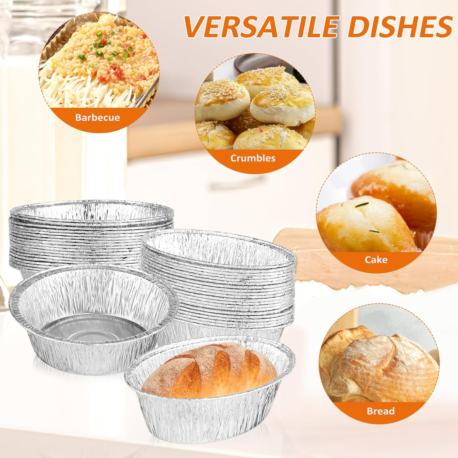 40Pcs Aluminum Foil Pie Pans - round and Oval Disposable Baking Dishes for Pies Tarts and Desserts - Ideal for Parties and Freezing image number 4