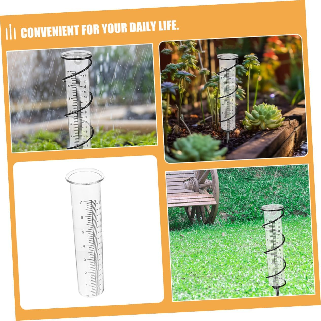 Angoily 2Pcs Clear Plastic Rain Gauge Tubes Lightweight Portable Rain Measuring Tube Replacement for Garden Home Water Level Monitoring Freeze Design image number 2