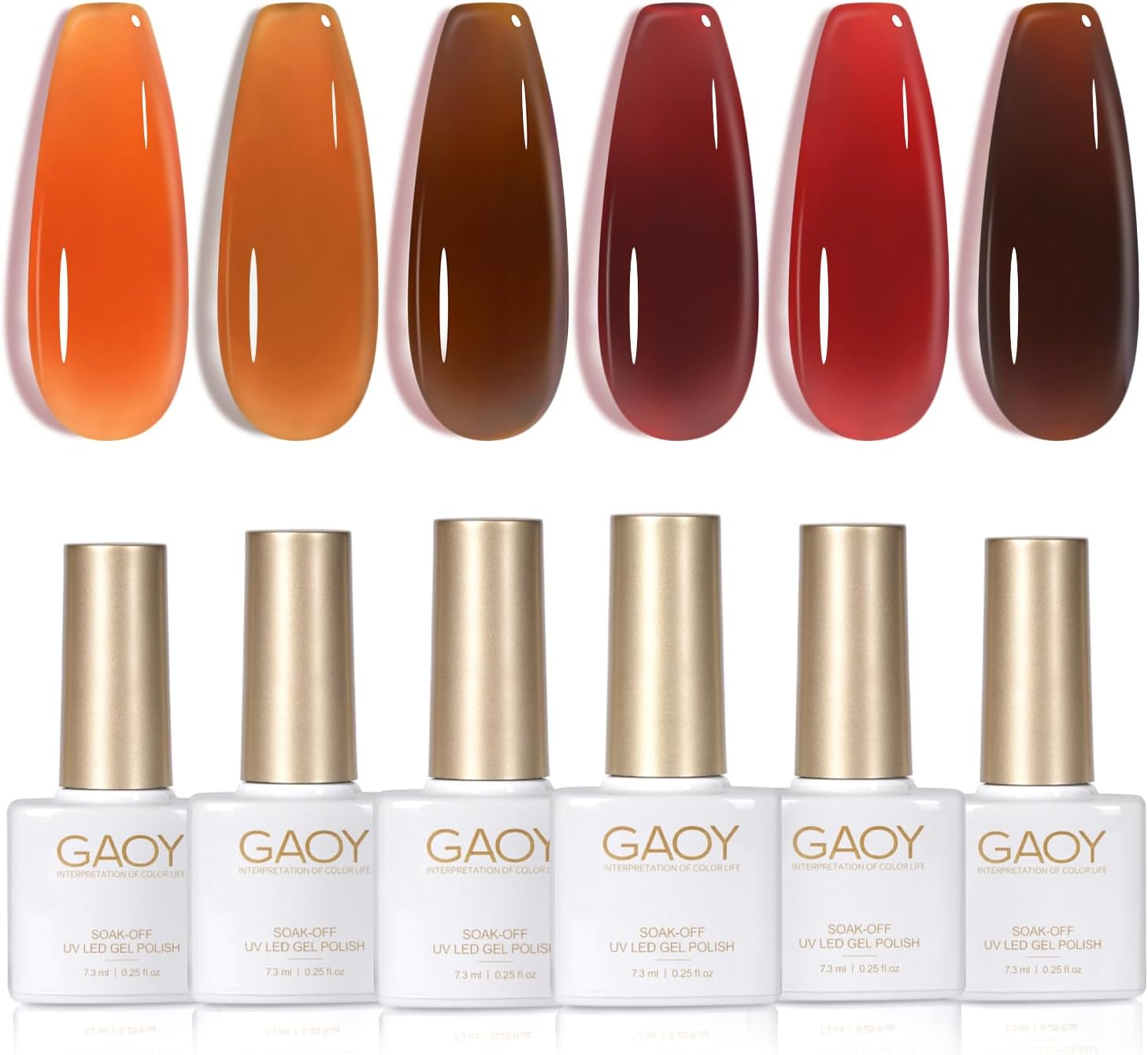 GAOY Nude Brown Fall Gel Nail Polish Set, 6 Colors White Beige Dark Tan Taupe Soak off UV Light Cure Gel Polish Kit for Salon and Nail Art DIY at Home