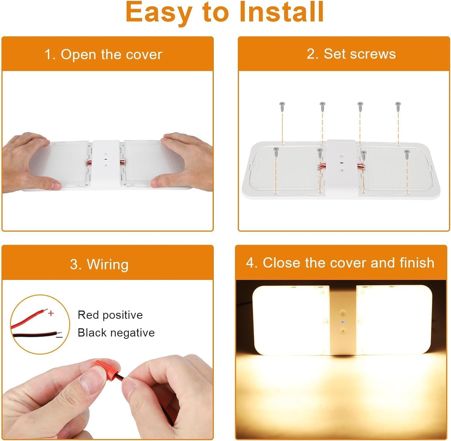 12V RV Interior Light Fixture RV Ceiling Dome Light 3 Color Temp with Touch Dimming LED Camper Lights Panel Light for Caravan Camper Travel Trailer Motorhome Sailboat Yacht (Matte Finish)(1Pack)