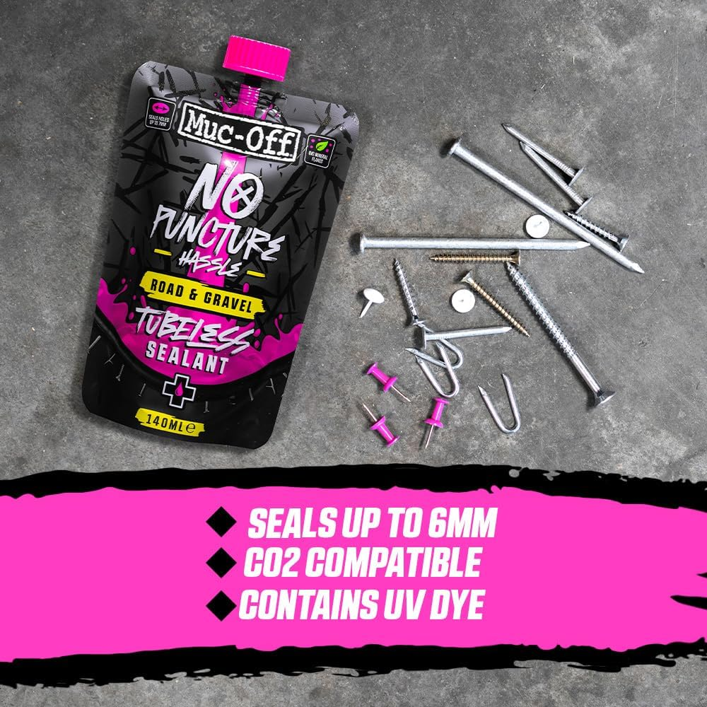 Muc off No Puncture Hassle Road & Gravel Tubeless Sealant, 80Ml - Tubeless Tyre Sealant for Bicycle Puncture Repair - Durable Bike Tyre Sealant for Road, Gravel, Commuter and XC Bikes image number 4