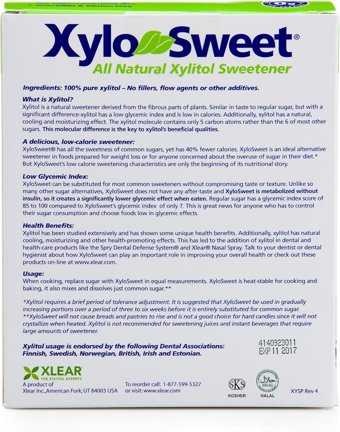 Xlear Xylosweet Non-Gmo Xylitol Natural Sweetener, Granules, 4 Gram Sachets, 100Ct image number 1