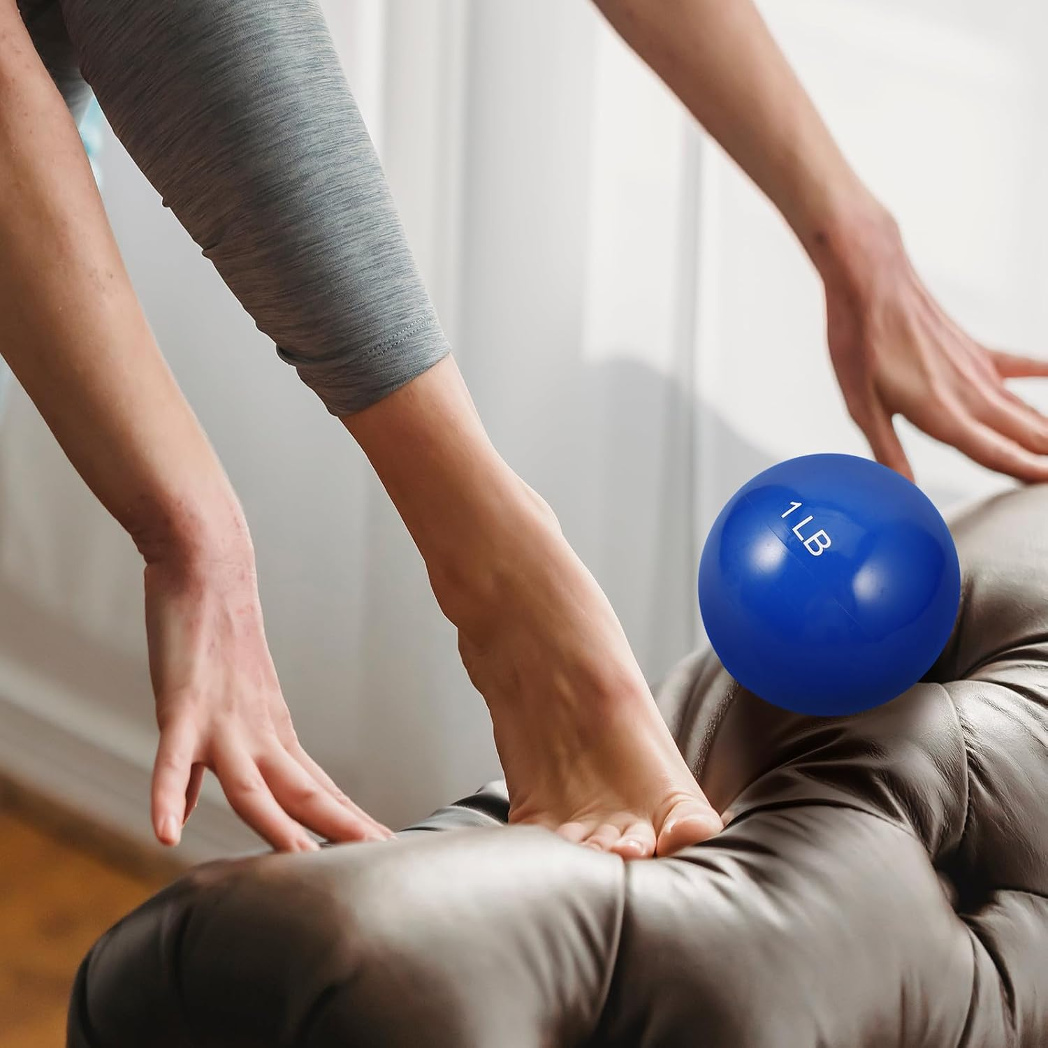 NOLITOY Weighted Soft Sand Ball 1Lb for Pilates Yoga Strength Training, PVC Soft Practice Ball for Fitness and Balance Exercises in Home Gym image number 4