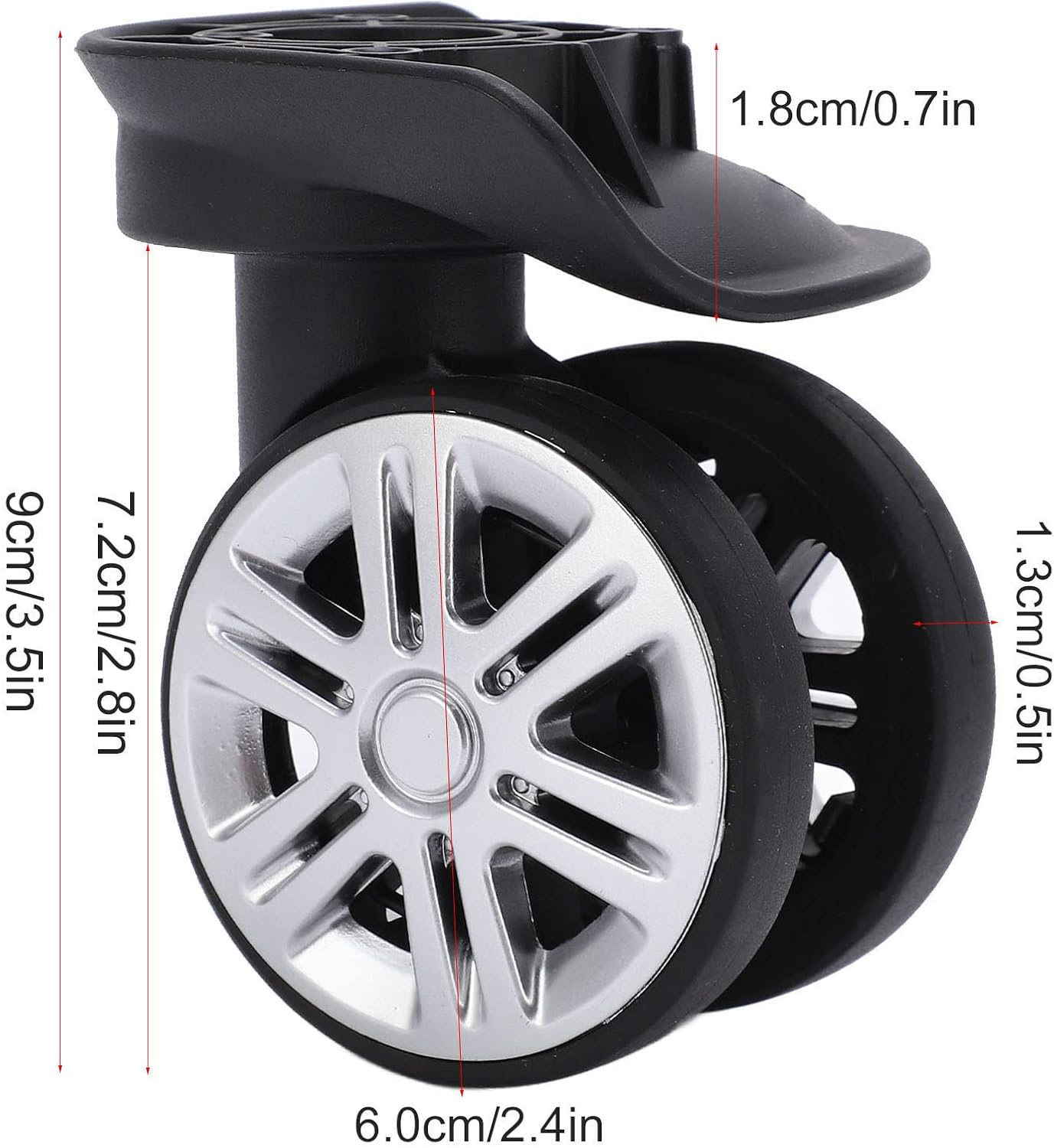 KOSDFOGE Replacement Wheel for Suitcase, 2 Pcs Luggage Swivel Wheels Suitcase Swivel Casters Repalcement Double Row Wheels image number 2