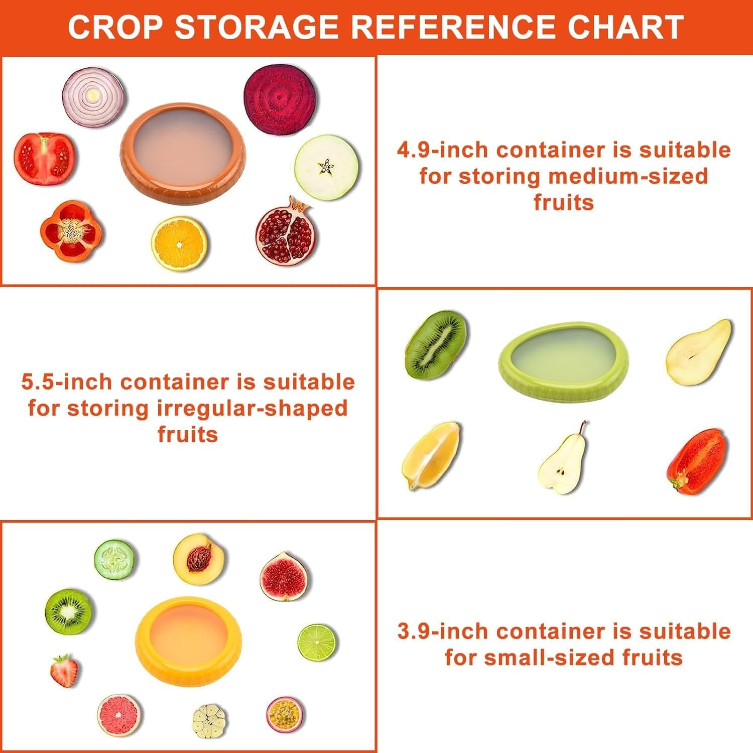 Fruit and Vegetable Storage Containers 4 Pack, Avocado Saver, Onion Storage, Container Tomato and Lemon Keeper, Fridge Storage Containers, Food Saver, Food Storage