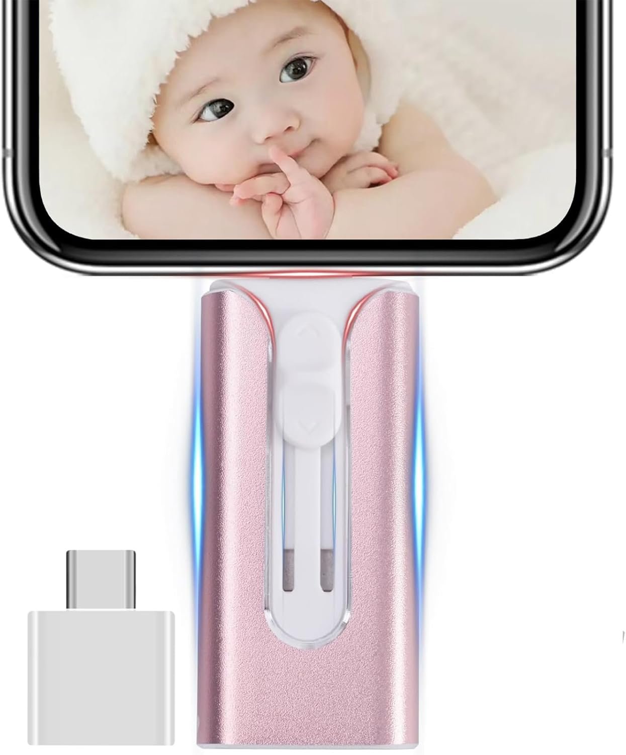 Iphone Flash Drive,256Gb Photo Stick USB Drive,4 in 1 Iphone USB Memory Stick Iphone Thumb Drive USB Stick for Iphone15/14/13/12/11/X/Xs.../Pc/Ipad Type C and Micro USB Phone Devices (Pink) image number 1