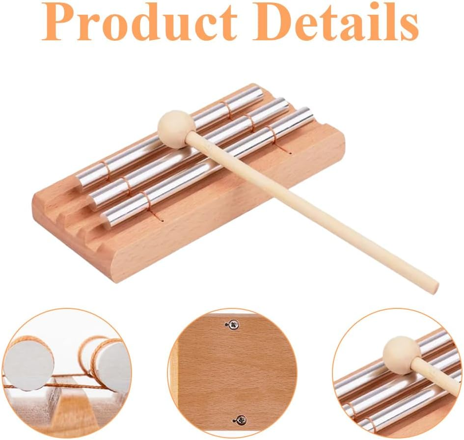 Percussion Chimes,Polyphony Bells,Meditation Chime,Wooden Percussion Instrument,For Prayer, Yoga, Eastern Energy Healing, Mindfulness and Sound or Rhythm Development with Gavel image number 3