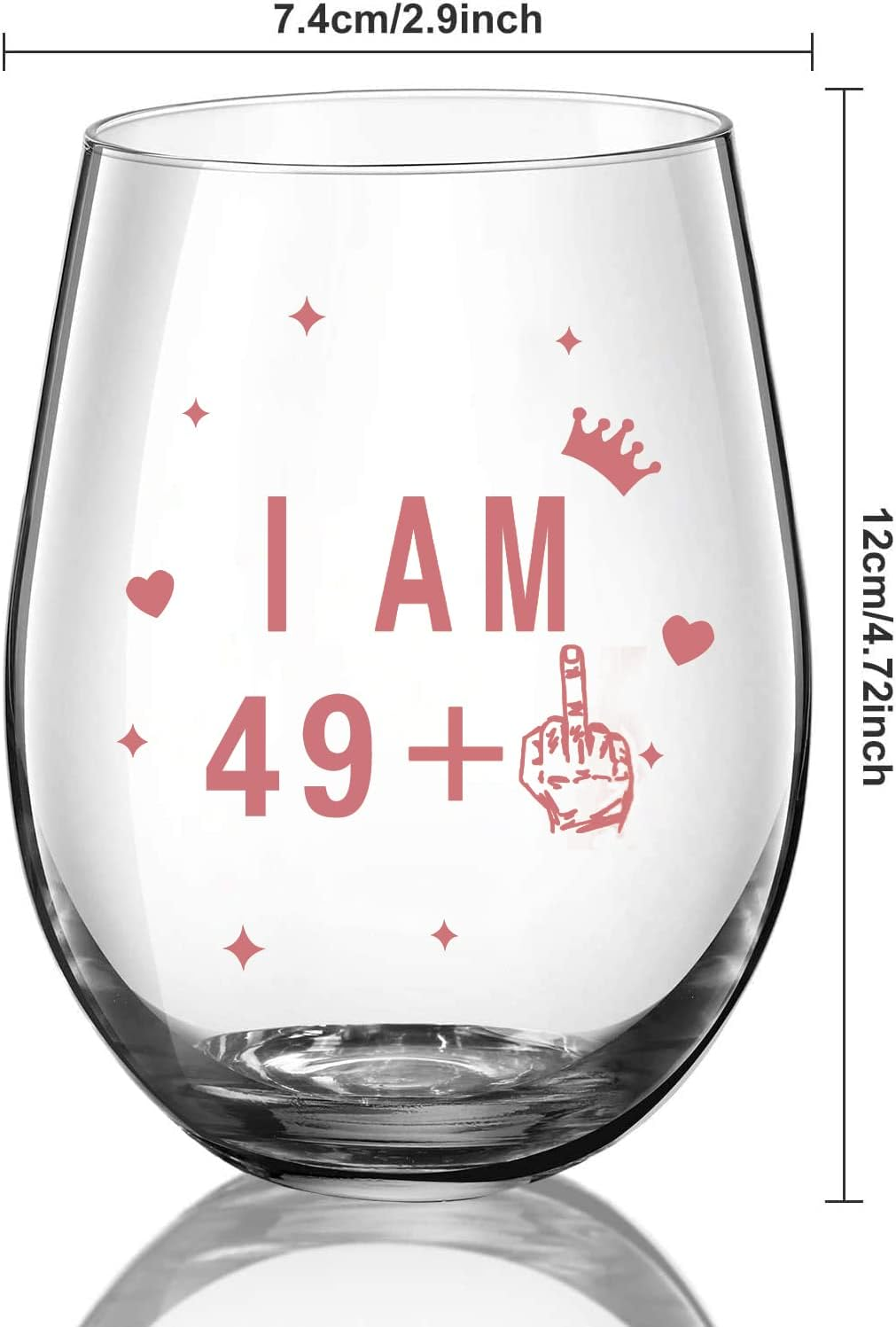 JUWNMANT Stemless Wine Glass 50Th Birthday Wine Glass Gift Anniversary Glass Men and Women 50Th Birthday Party Wedding Anniversary Decoration, 17Oz(I AM 49+1) image number 4