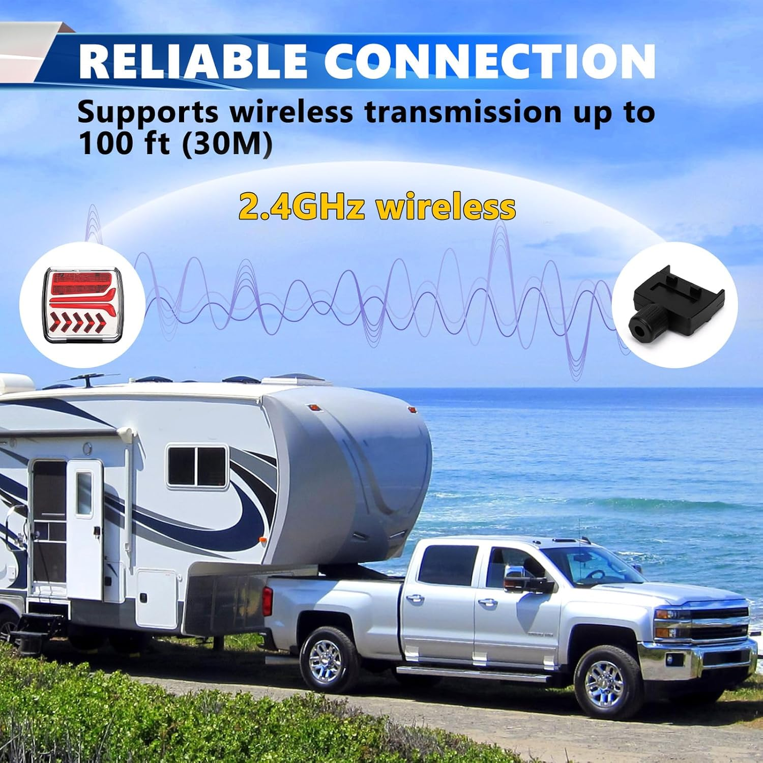 WODHMIEY Magnetic Wireless Trailer Light, 12V 24V Truck Taillight Square, Rechargeable LED Towing Light 100Ft Rang, Portable Storage Box, Magnetic Base for RV Boat Trailer Semi Truck Camping image number 5