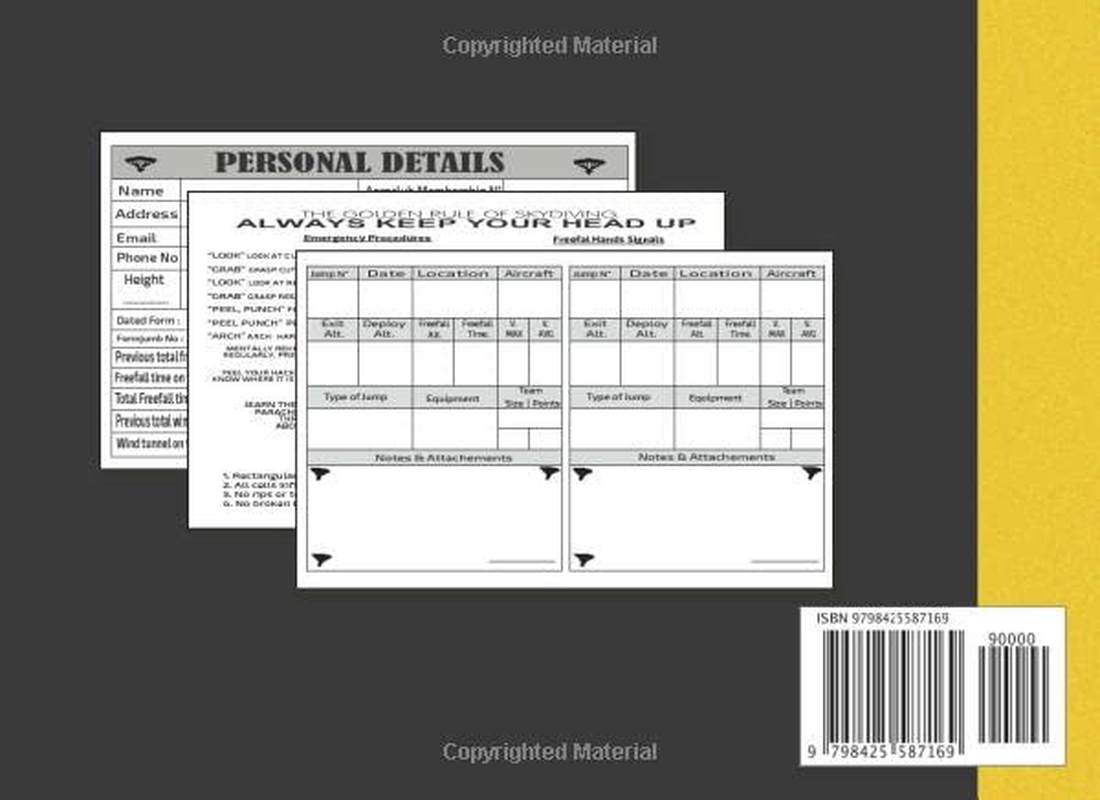 Skydive Log Book: Parachute Jump Logbook, Skydiving Record Journal, Logbook for Jumps