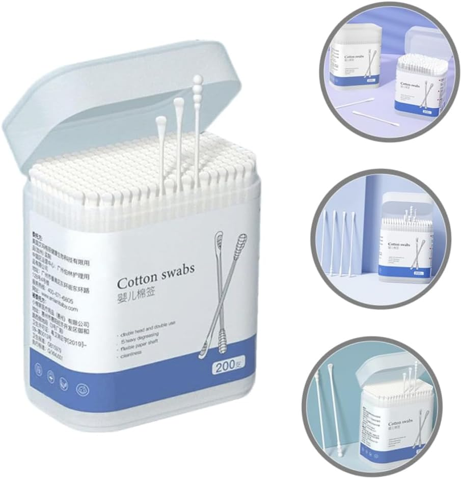 400Pcs Cotton Swabs, Sonoyu Cotton Buds with 3 Headed Design, Ear Cleaners, Biodegradable Baby Cotton Buds Kids Safety Swabs, Made of Safe Cotton for Beauty Care, Cleaning image number 3
