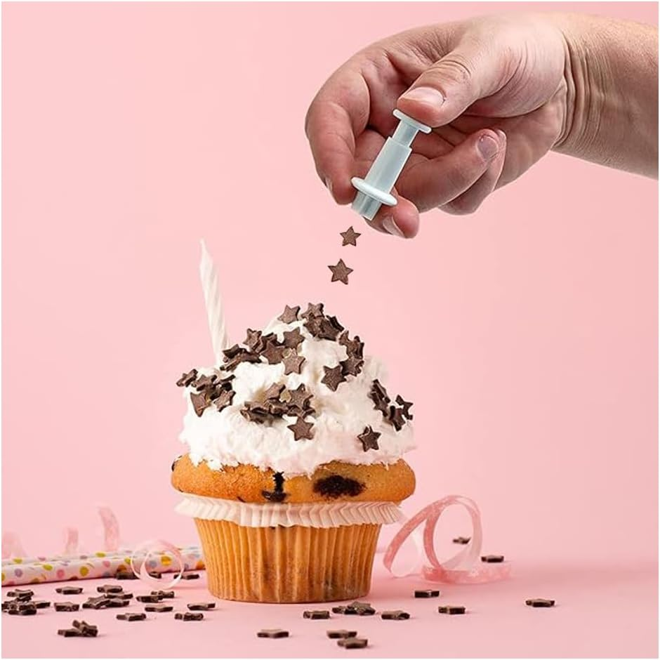 3 Pieces Star Mini Fondant Plunger Cutter Set Plastic Fondant Cake Molds DIY Biscuit Baking Molds (Star) image number 3