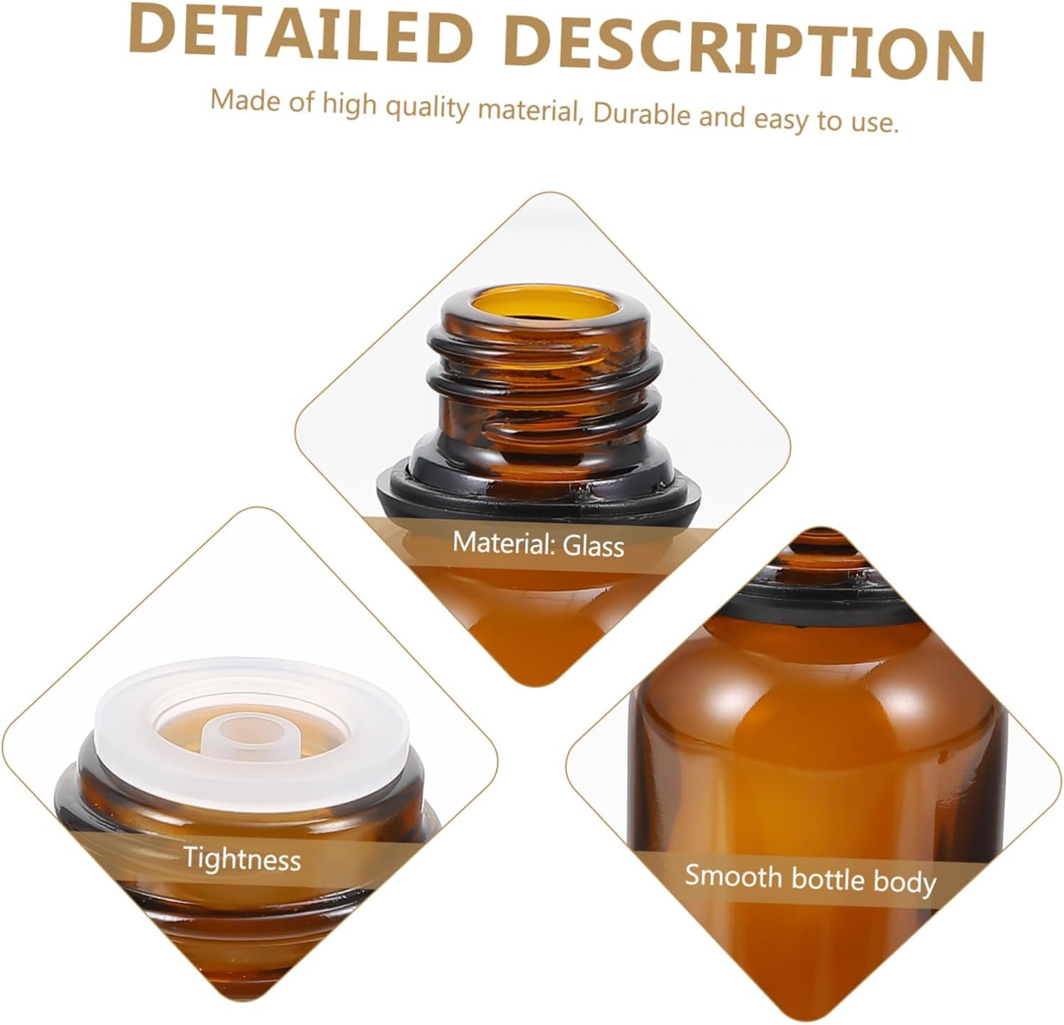 MOKKHNB 12Pcs 15Ml Amber Glass Essential Oil Bottles Large Head Cap and Drip Stopper Refillable Empty Cosmetic Bottles for Travel and Aromatherapy image number 5