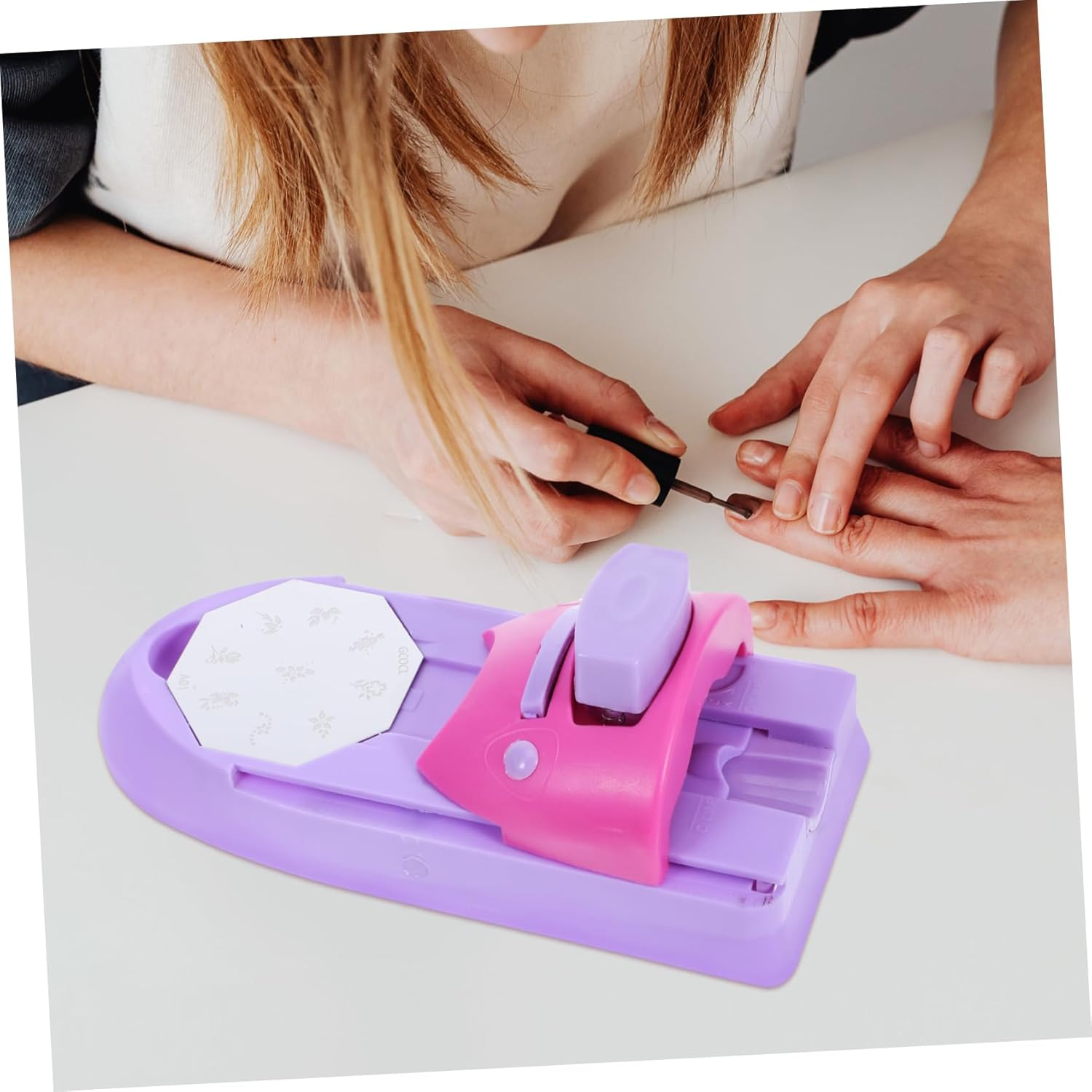 Minkissy Durable Nail Stamp Kit with Multiple Stamping Plates Easy to Use Nail Printer Stamper for DIY French Manicure Versatile Manicure Tool for Home and Salon Use