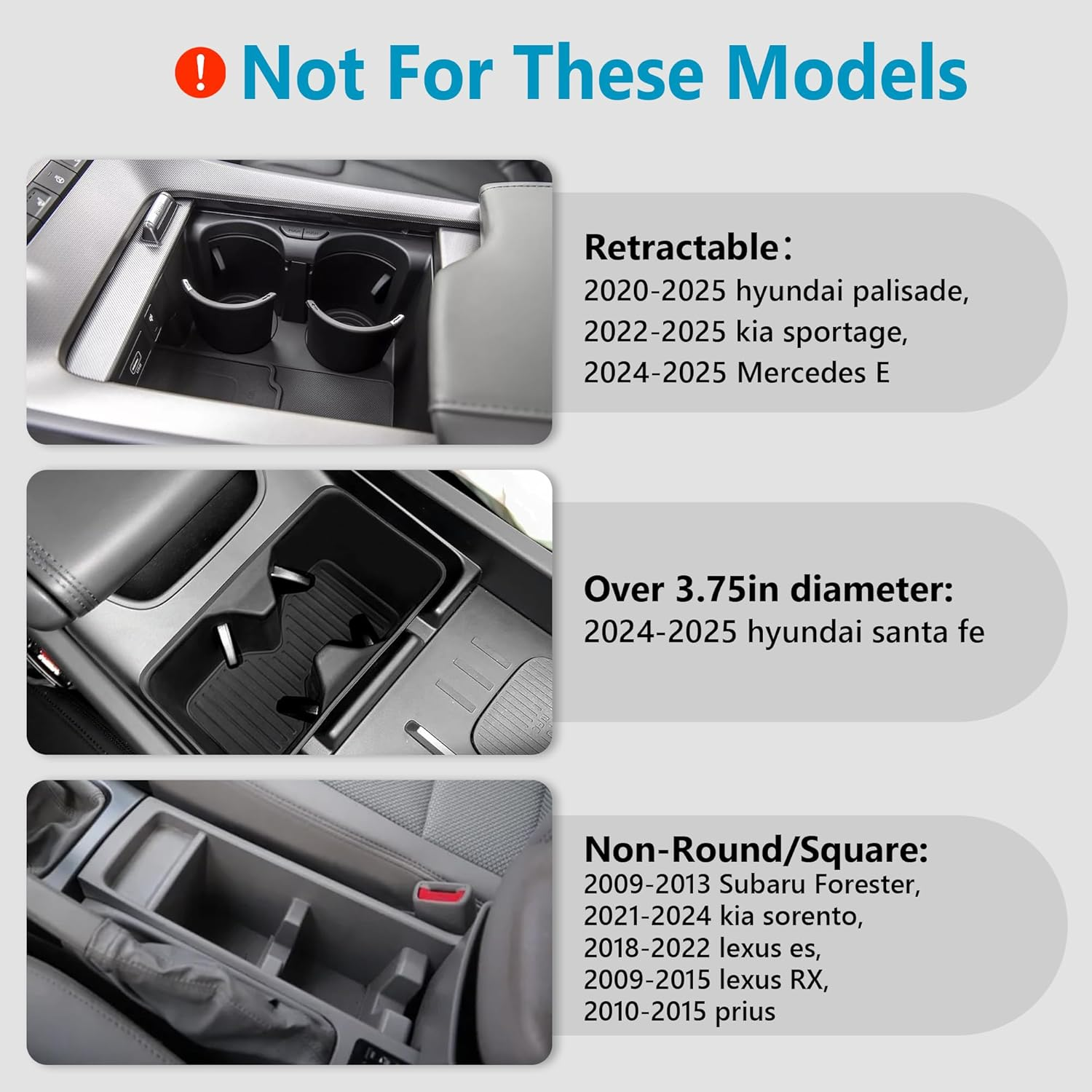 Seven Sparta Car Cup Holder Expander Organizer with Adjustable Base Black2 image number 4