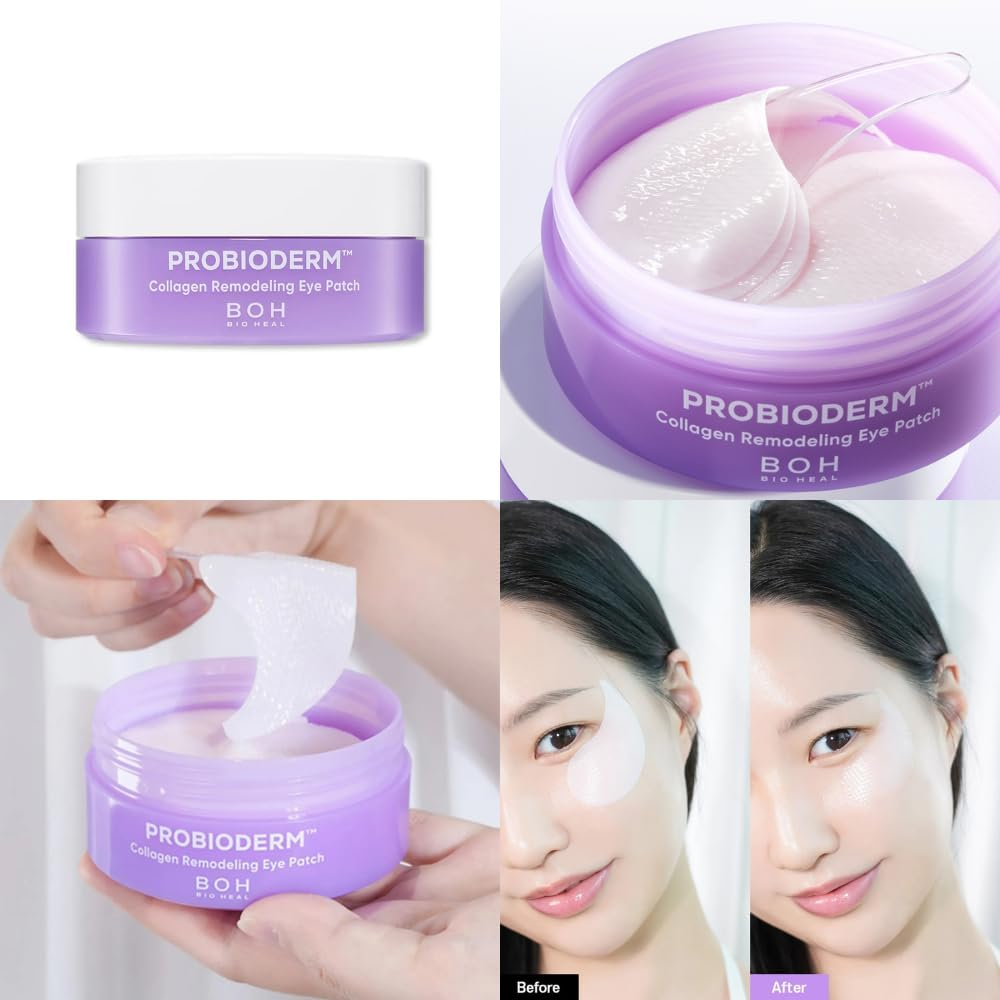Probioderm Collagen Remodeling Eye Patch, Anti-Aging under Eye Treatment, Reduces Puffiness and Wrinkles, with PDRN and Collagen, 60 Patches for BIOHEAL BOH image number 2