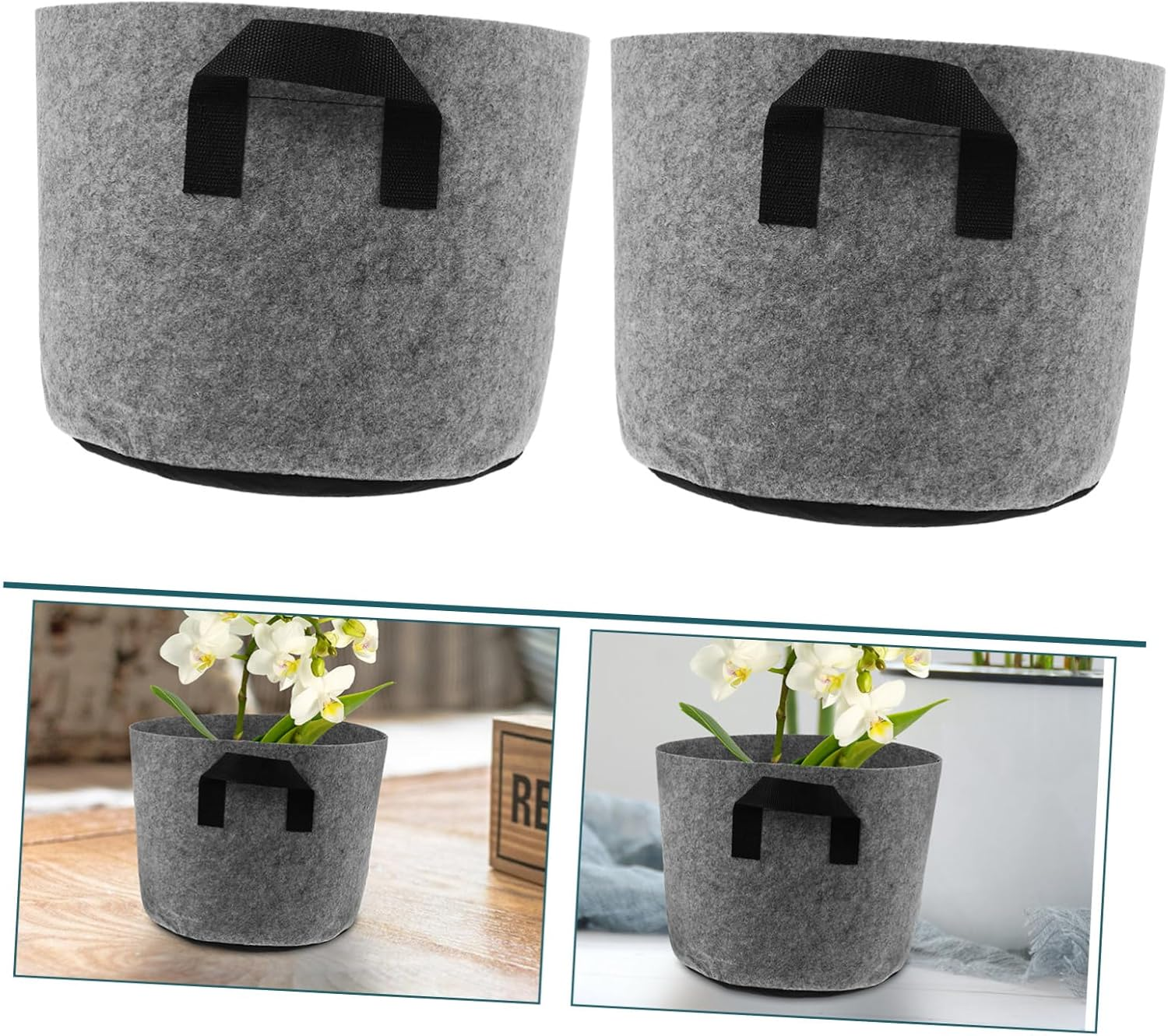 Gogogmee Sustainable Gardening 5Pcs Heavy Duty Felt Plant Grow Bags with Handles for Tomato Potato Grey image number 6