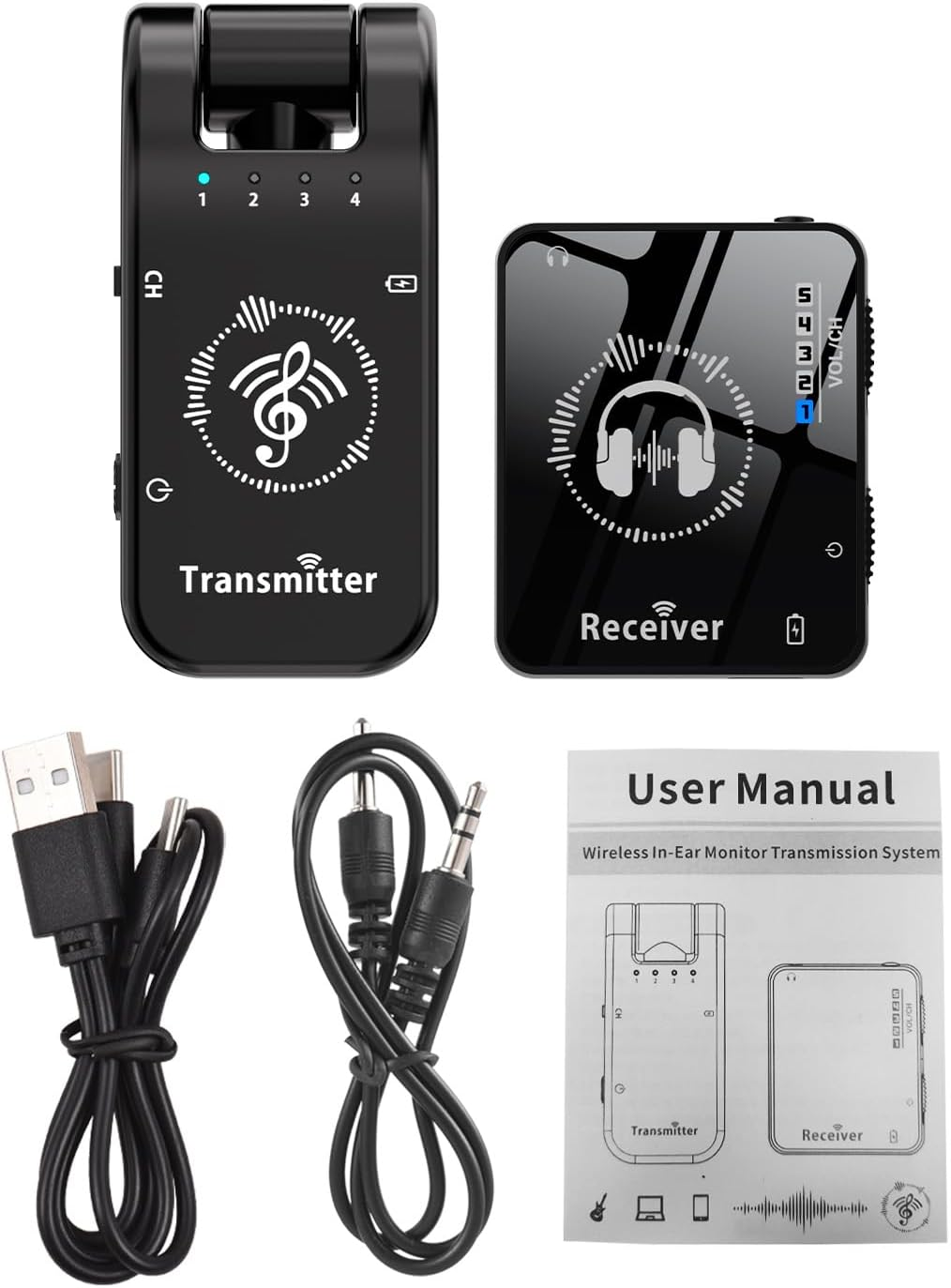 SENECESLI Rechargeable Wireless In-Ear Monitor System Low Latency 2.4Ghz In-Ear Monitor System Suitable for Studio Band Rehearsal Live Performance, 1 Transmitter 1 Receiver Package Included image number 5