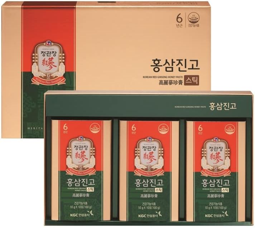 Korean Red Ginseng Honey Paste Stick - Herbal Extract for Immune & Energy Boost, Suitable for Athletes - Natural, Vegan-Friendly Korean Ginseng Extract Stick - 10G X 30 Pouches
