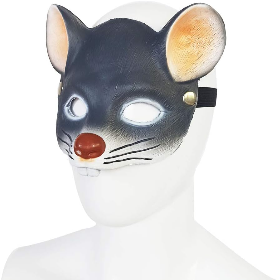 Hosfairy 1Pcs Animal Mouse Mask Squirrel Mask Masquerade Dress up Accessory for Halloween Easter Costume Party Cosplay Props - Light Gray image number 4