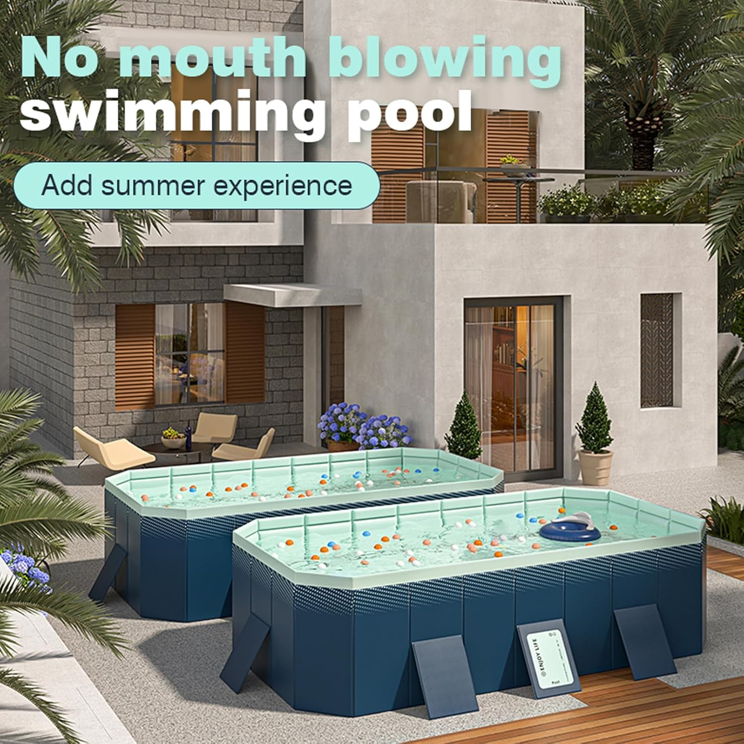 Large Swimming Pool Foldable, 1.6-3M Thicken Wear Resistant Pool Outdoor Non Inflatable No Air Leakage Padding Pool Summer Water Games Party 185Cm image number 1