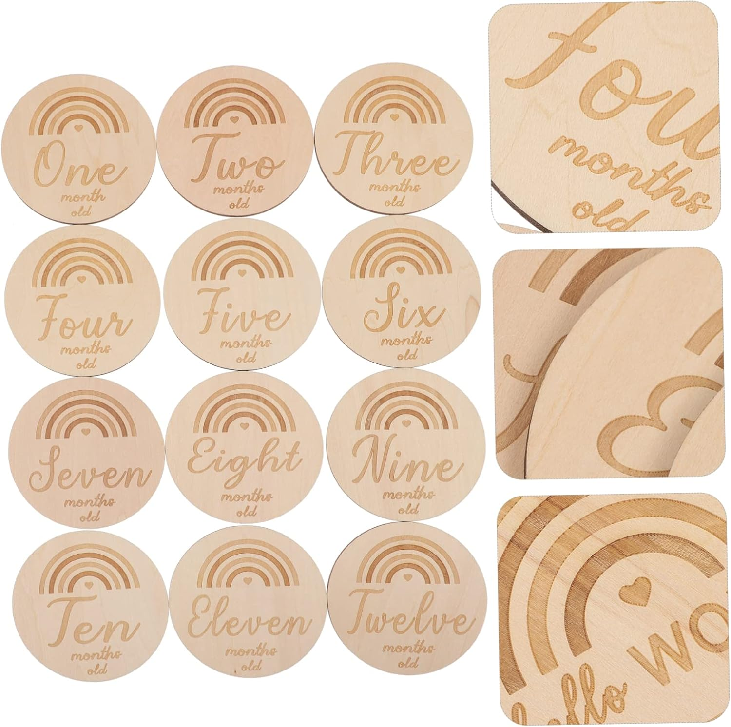 13Pcs Wooden Milestone Cards Photo Prop Newborn Name Sign Milestone Announcements image number 3