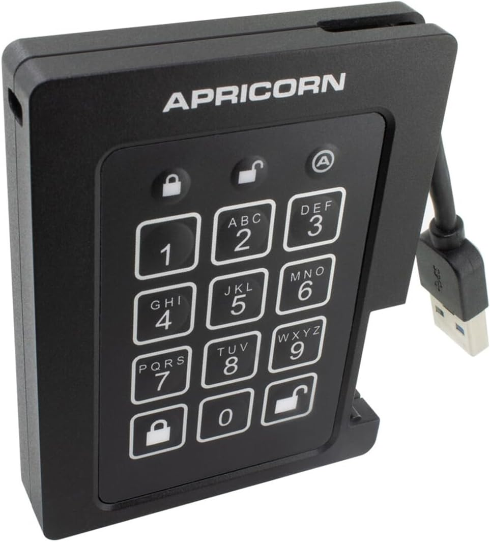 Apricorn Aegis Padlock 240 GB SSD 256-Bit, FIPS 140-2 Level 2 Validated Ruggedized USB 3.0 Encrypted External Portable Drive image number 1