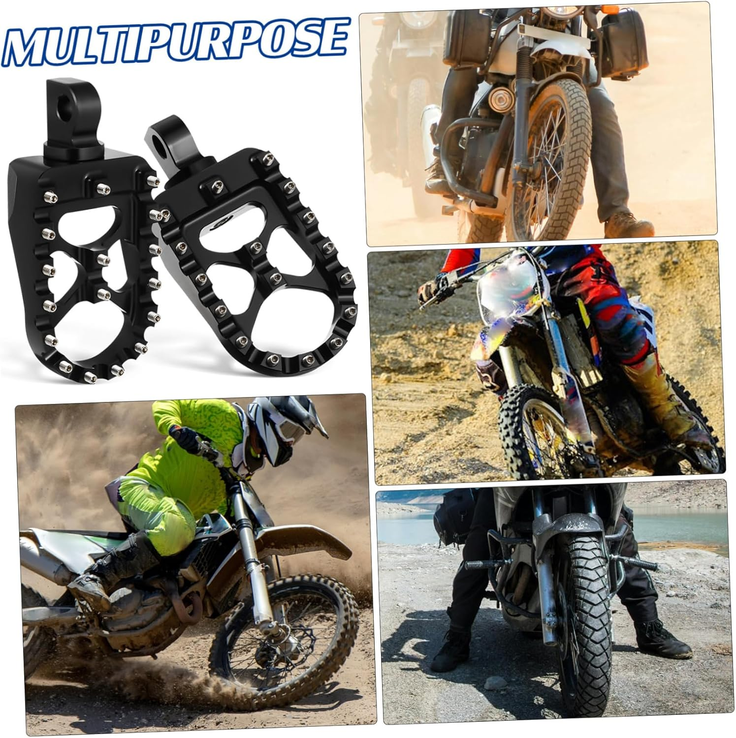 ULTECHNOVO 1Pair Motorcycle Foot Pegs Aluminium Alloy High Strength Dirt Bike Footrests with Enhanced Grip Stability for Comfortable Riding Easy Installation Wide Compatibility image number 6