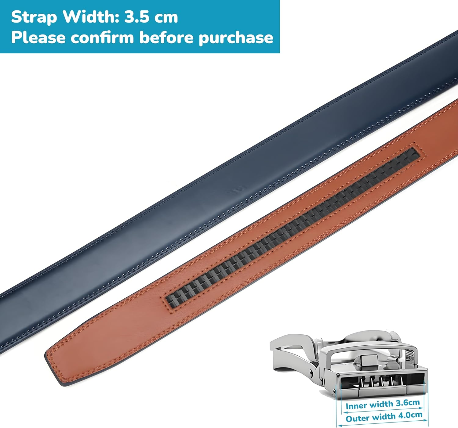 Nelbons Men'S Ratchet Belt Strap Only 35Mm 1 3/8",Leather Belt without Buckle,Replacement Belt image number 6